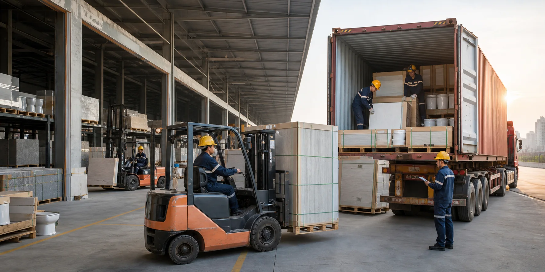 tiles sanitary hardware electric furniture one container loading