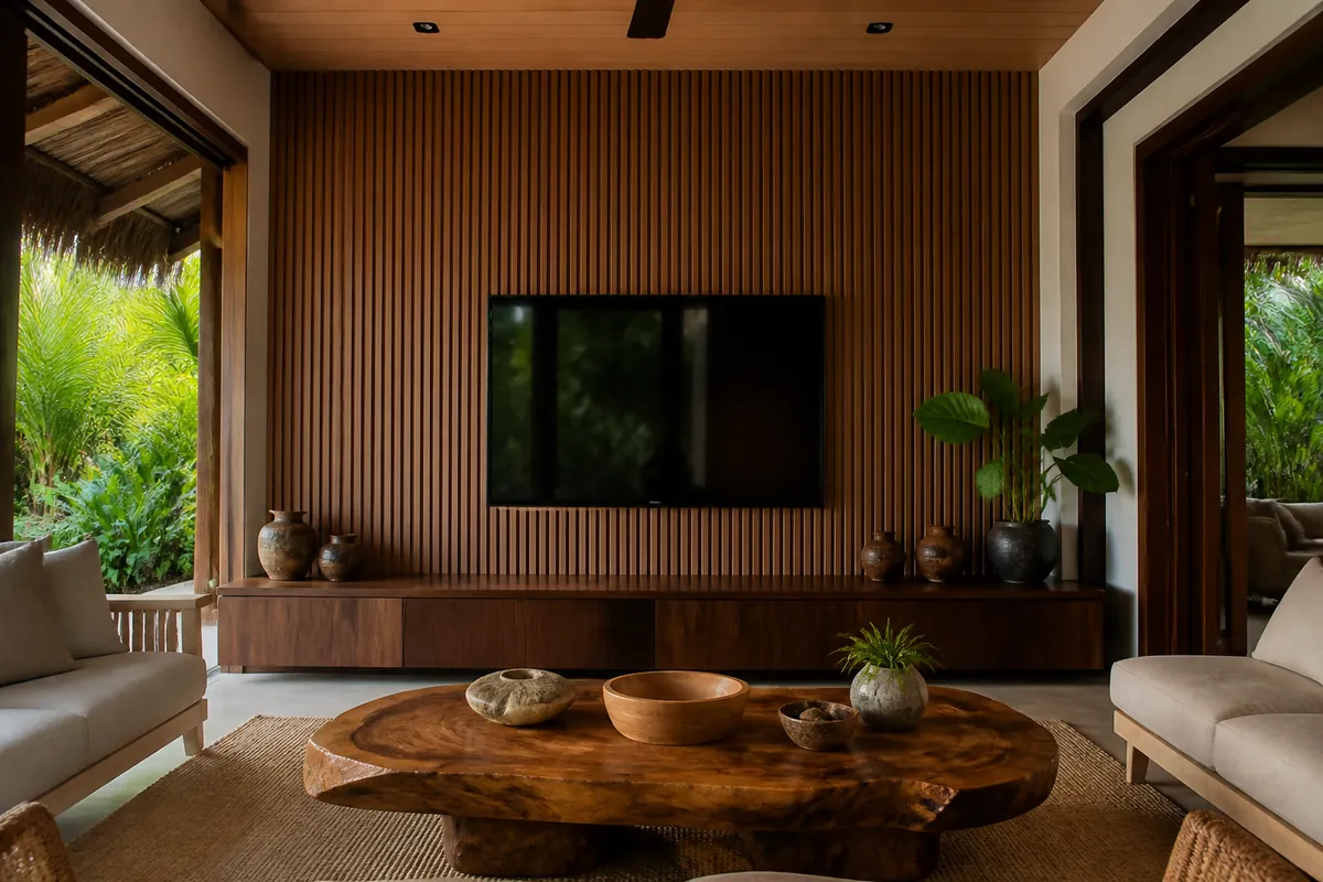 WPC wall panel interior decoration for villa apartment project