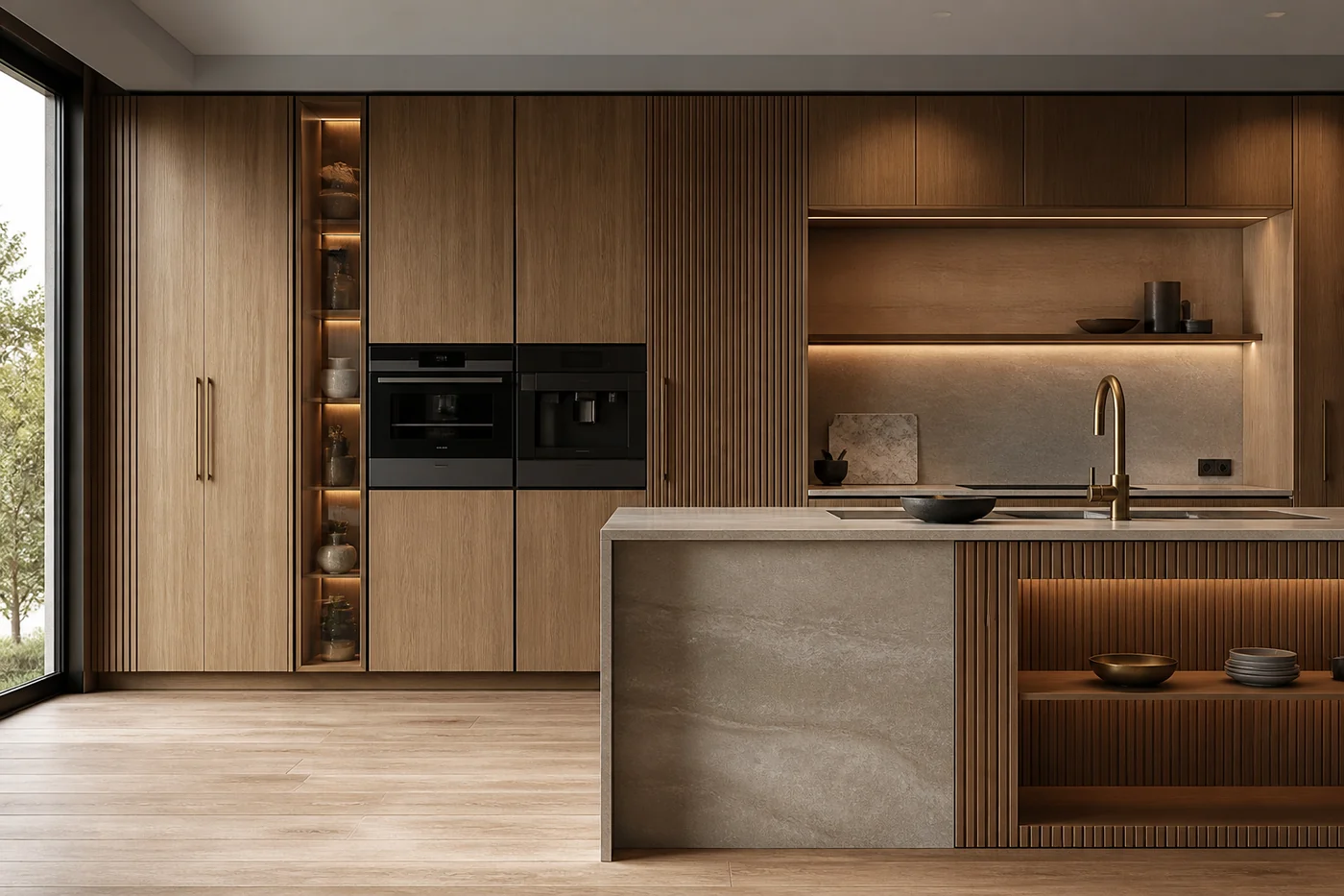WPC wall panel interior decoration for villa apartment project